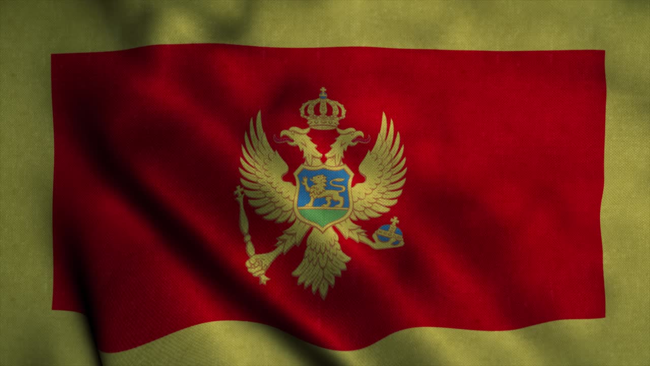 la bandera de montenegro ondeando en el viento. la bandera nacional de montenegro. el signo de montenegro animación de bucle sin costuras. 4k