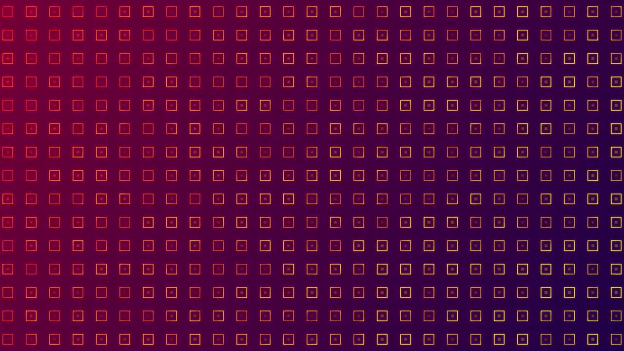 Animation of multiple rows of abstract shapes on purple and pink background