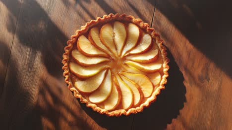 Delicious-Apple-Tart-on-Wooden-Table-with-Shadows