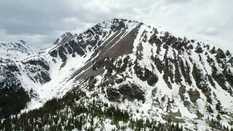 aerial view of frozen mountain peak