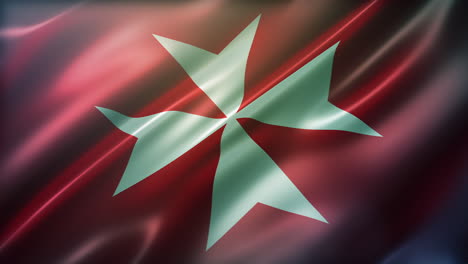 the sovereign military order of malta flag, perspective view, high-angle, glossy, elegant silky texture, waving in the wind, movie-like look, 4k cg animation, slow-motion fluttering, sleek, loop-able