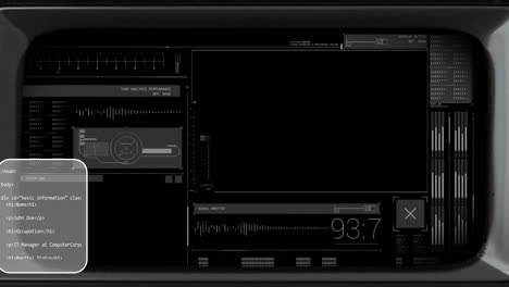 animation of screen and data processing