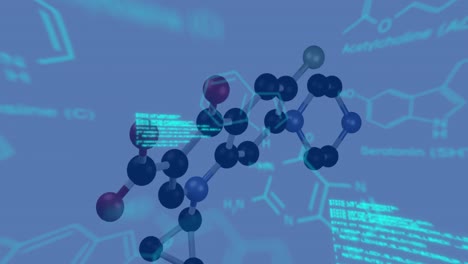 animación de la estructura molecular y el lenguaje de programación en un fondo abstracto