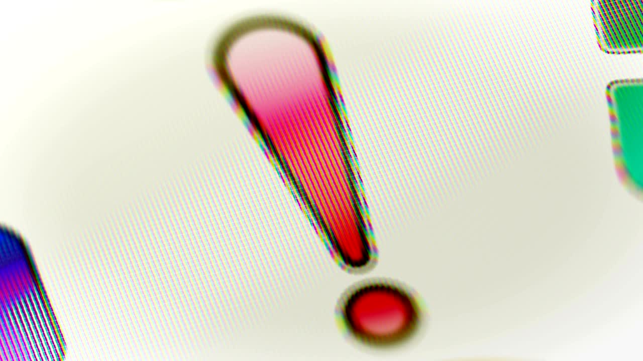 Attention icon on the screen. Looping.