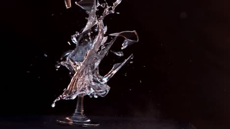 slow motion of an explosion of a glass