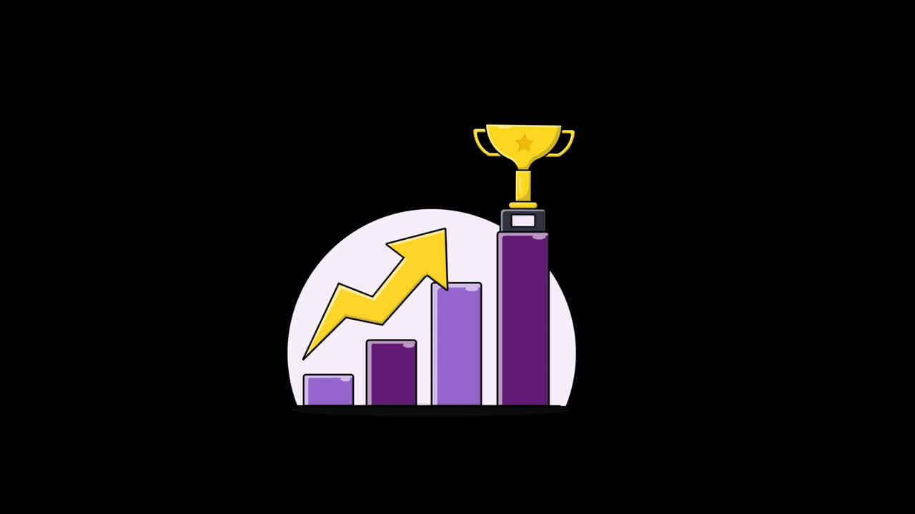 Animated Bar Chart Illustrating Business Growth and Achievement