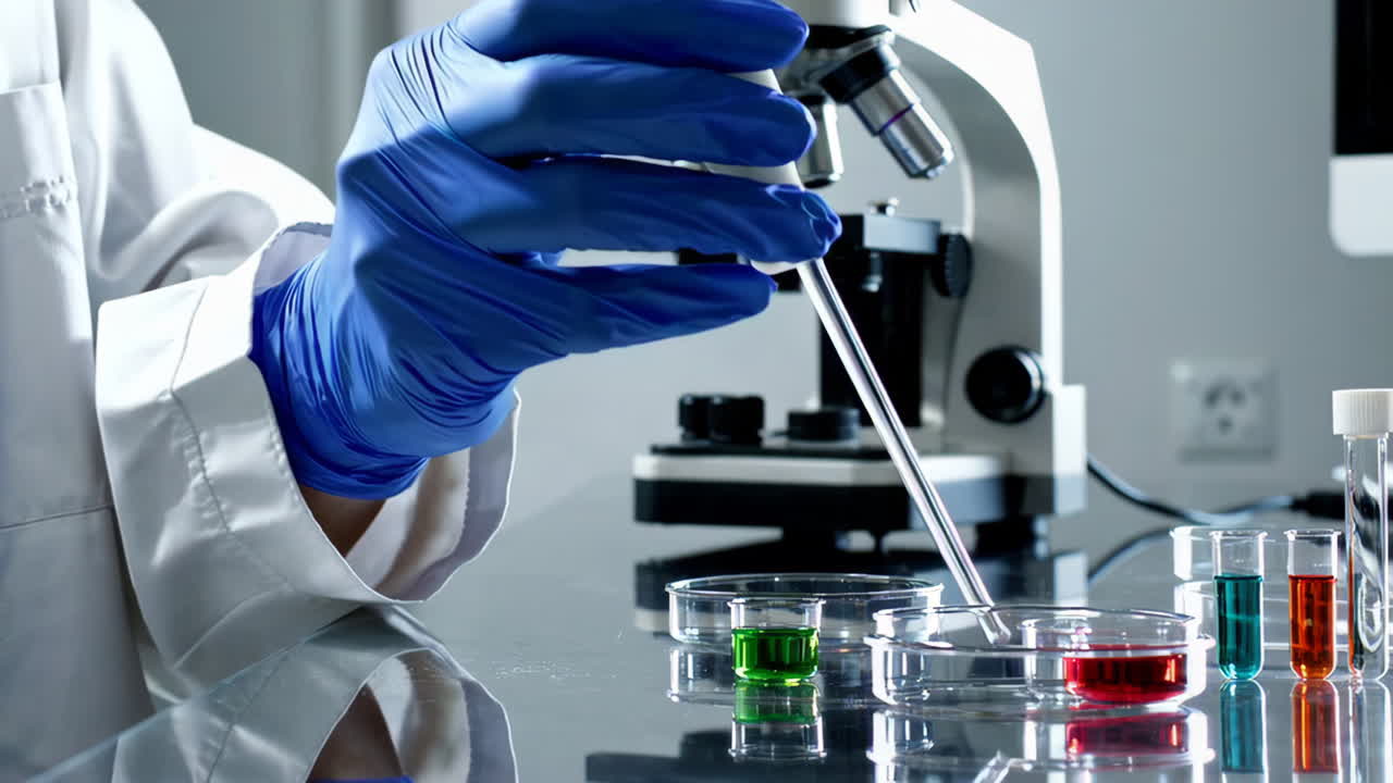 Scientist using a pipette in a laboratory environment