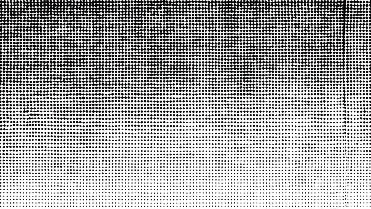 Abstract black and white halftone pattern with gradient dots
