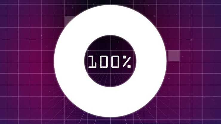 Digital composite shows download progress on a purple grid with a sizzling square.