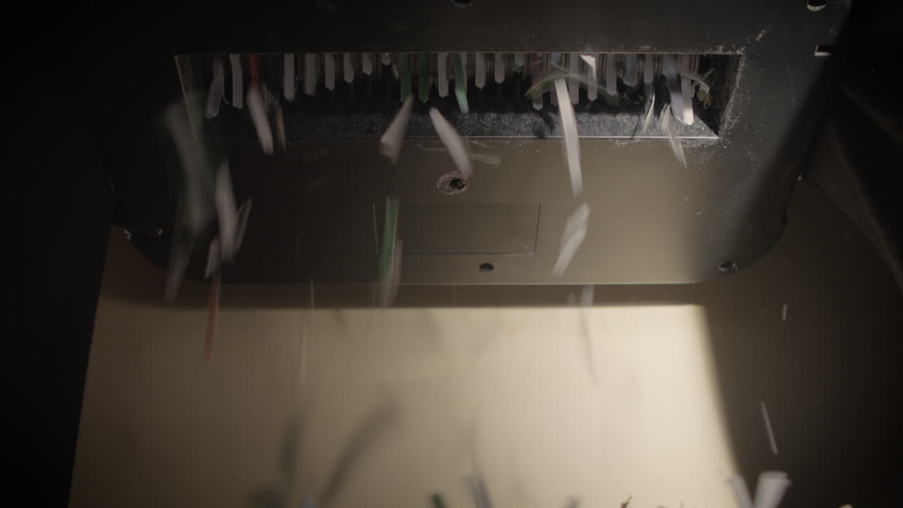 아래에서 종이를 자르는 분쇄기, 빈 바구니, 하드 라이트