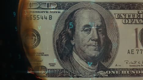 animación del procesamiento de datos sobre billetes de banco