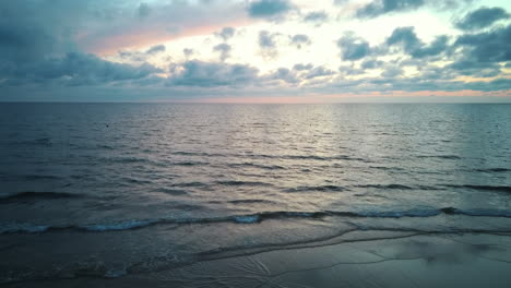 Dron-Flying-Over-Sea-in-a-Beautiful-Sunset