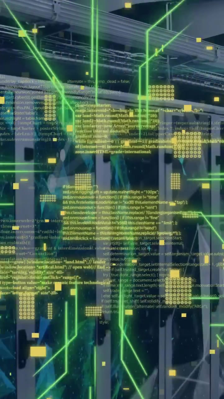 Animation of circuit board and data processing over computer servers