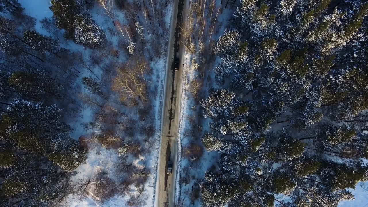 Veduta aerea di Snowy Forest Road