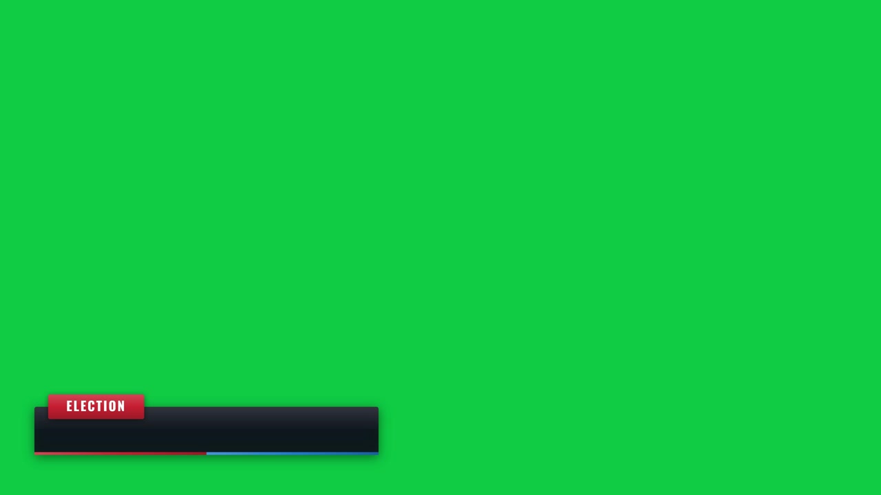 Election lower third graphic with text on green screen background