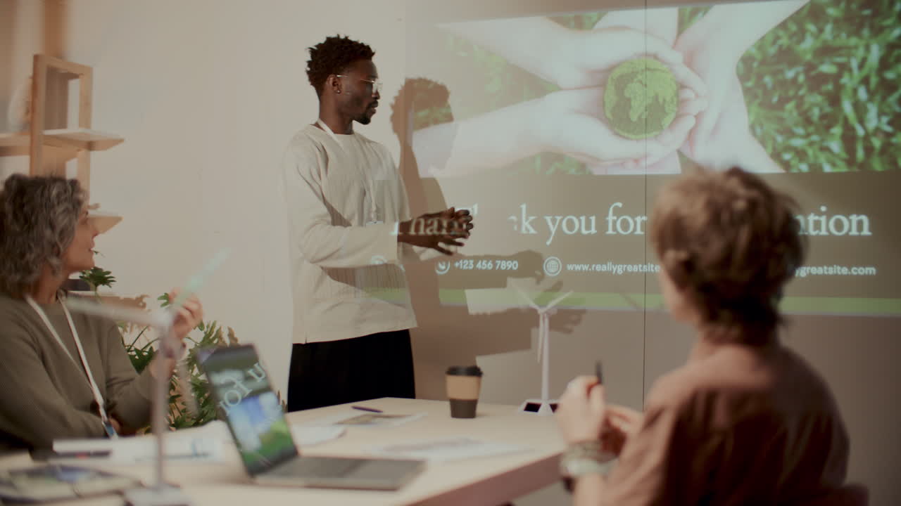 Speaker Concluding Presentation on Environmental Issues at Team Meeting