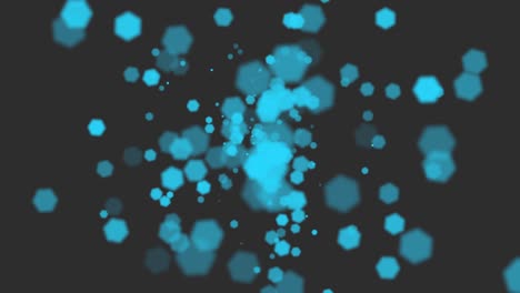bokeh azul de mosca y partículas en un fondo brillante
