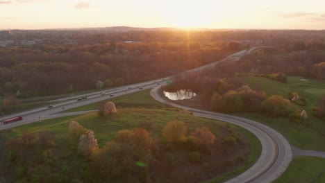 Cinematic-aerial-at-sunrise,-sunset