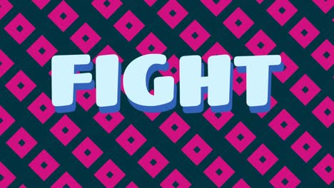 Digital-animation-of-fight-text-against-colorful-seamless-pattern-background