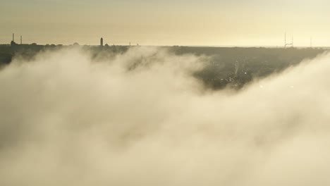 fog over kaunas old town, lithuania