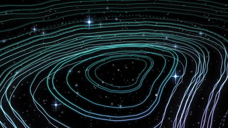 estrellas brillantes sobre la topografía contra un fondo negro