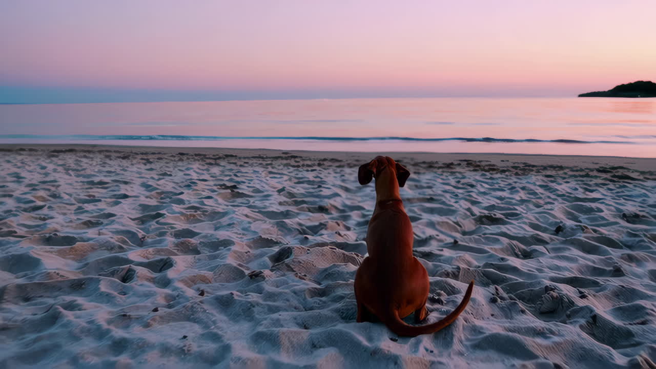Dachshund at the Beach Sunset