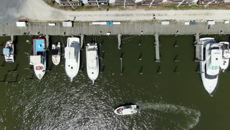 aerial directly above moored cruise ships docked along a canal