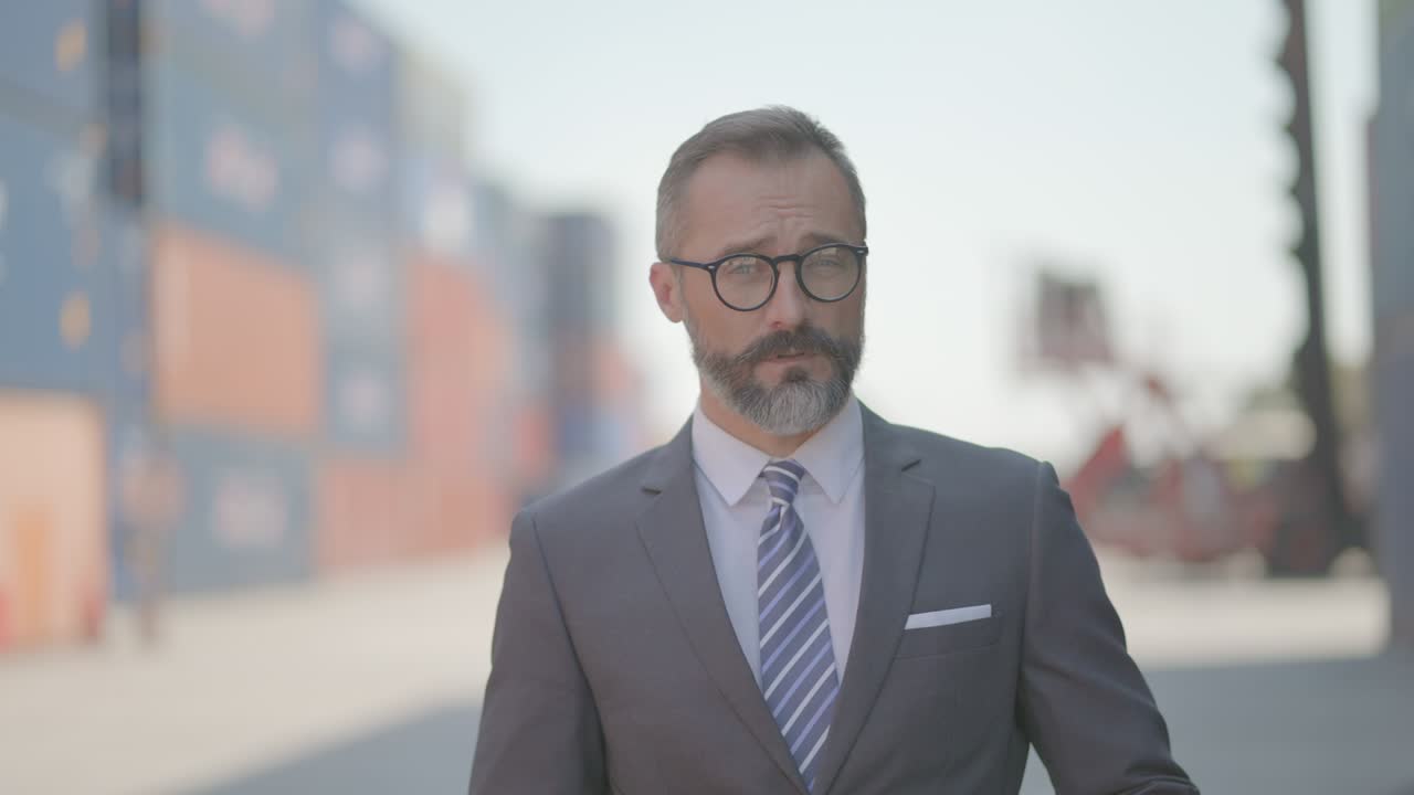 ejecutivo de mediana edad, gerente, inversor tiene confianza, visión y liderazgo, mirando fijamente a la cámara y hablando de introducción o inversión de negocios. hombre de negocios exitoso con progreso de negocios.