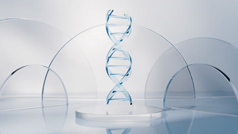 dna with glass geometry background, 3d rendering.