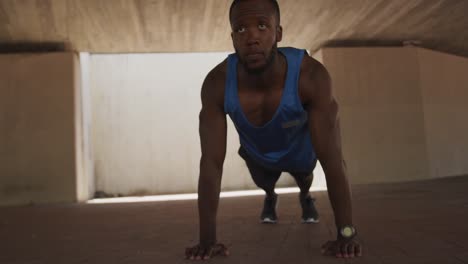 man exercising in an urban setting