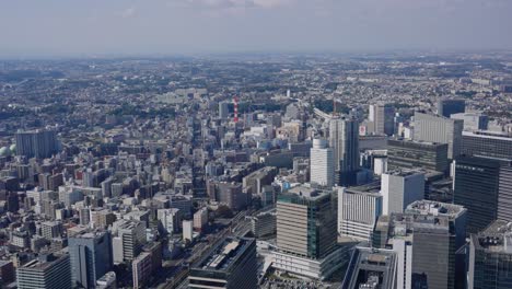 establishing shot of urban yokohama, panoramic establishing shot 4k