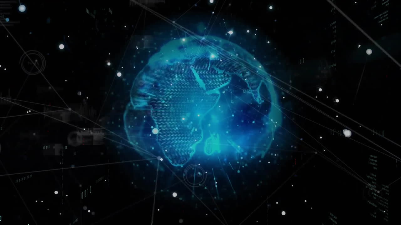 Animation of statistics and data processing over globe
