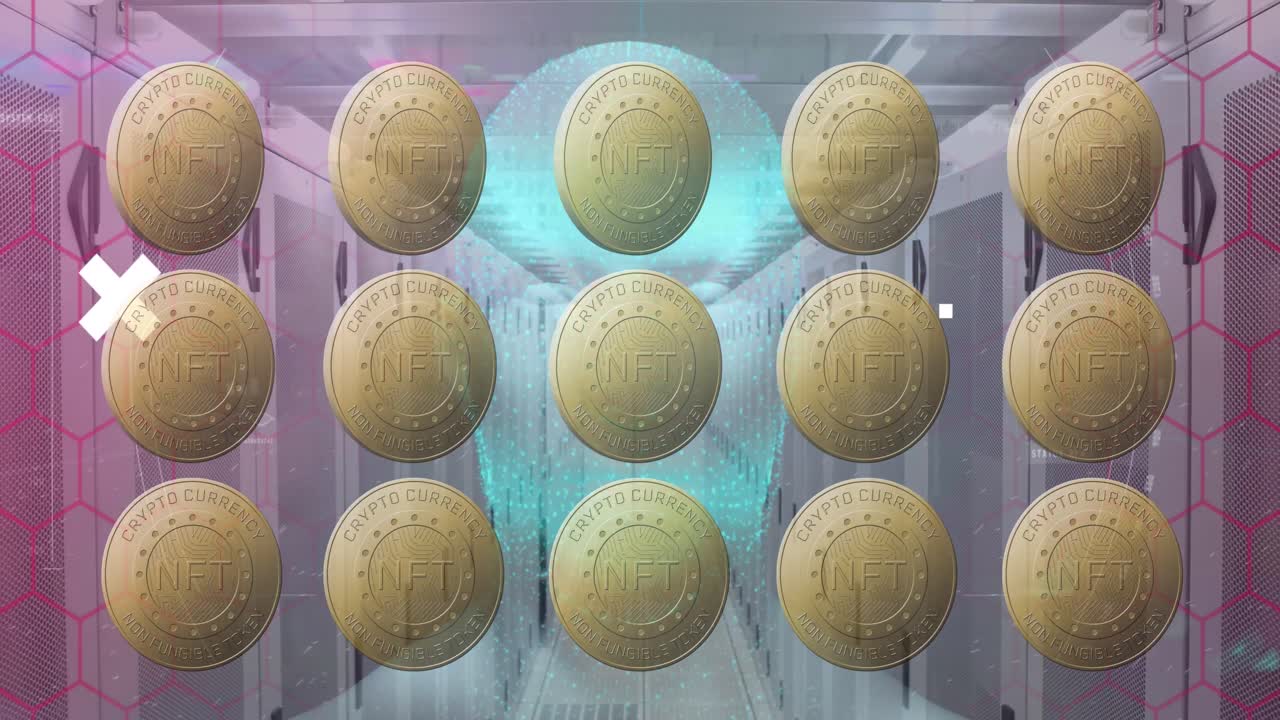 서버에 nft와 크로스를 가진 동전의 애니메이션