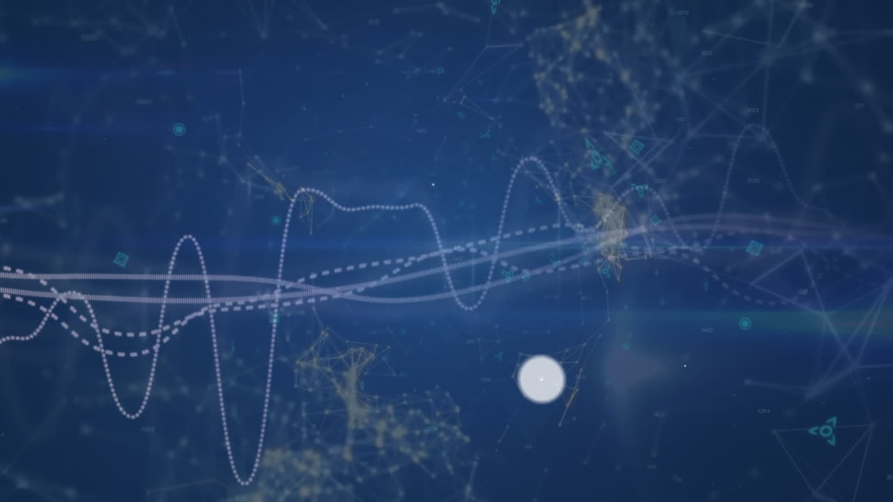 animación de la red de conexiones con iconos sobre el procesamiento de datos