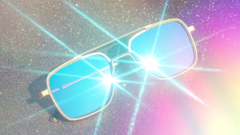 mirrored sunglasses reflecting clouds