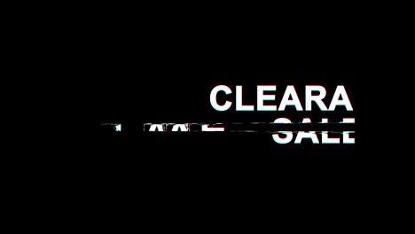efecto de glitch de venta de liquidación texto distorsión de televisión digital animación en bucle 4k