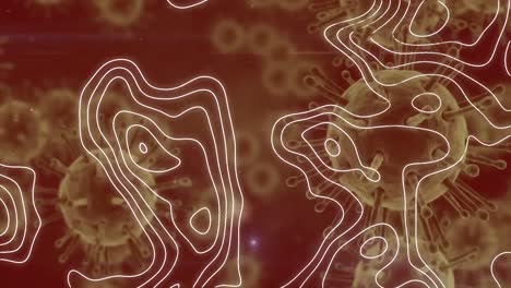 animación de células en movimiento sobre fondo rojo