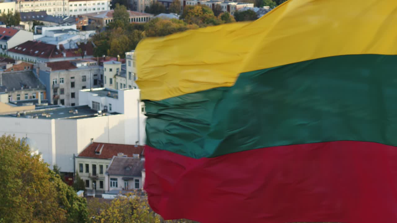 bandera de lituania ondeando en el viento