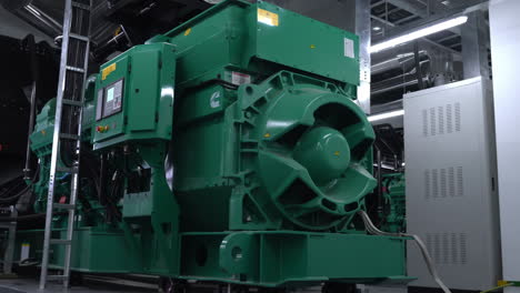 industrial workshop factory interior with green machines powerful modern manufacturing equipment technology