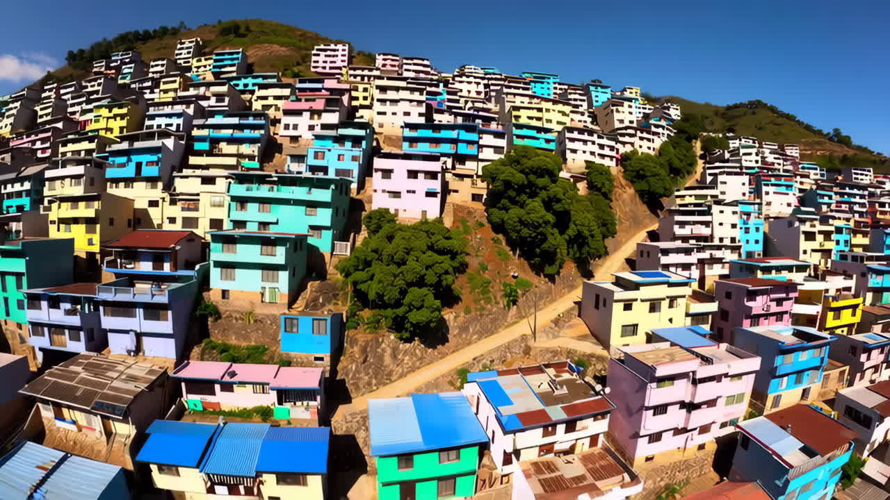 Colorful Mountainside Housing Development