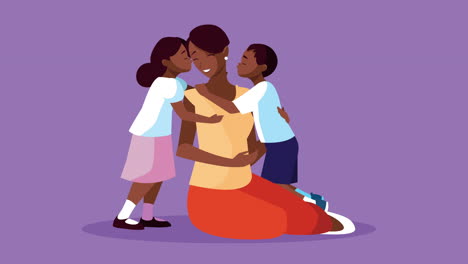 happy mothers day celebration with afro mom and kids