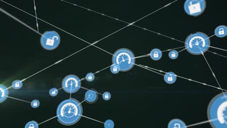 animación de la red de conexiones con iconos digitales