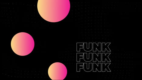 animation of funk text over pink geometrical shapes