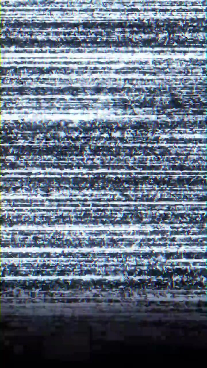 Black white static glitch background with noisy horizontal stripes analog signal distortion and