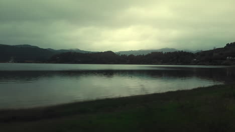 moody and cloudy azores lake