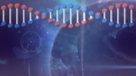 Animation-Eines-Rotierenden-3D-DNA-Strangs-über-Einem-Leuchtenden-Globus-Mit-Netzwerk