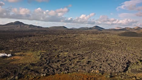 stunning drone flight over lanzarote's wine-growing region la geria with unique volcanic landscape