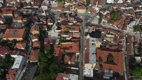 aerial drone view of the capital city of bosnia, drone view of all tourist and historical places from the air