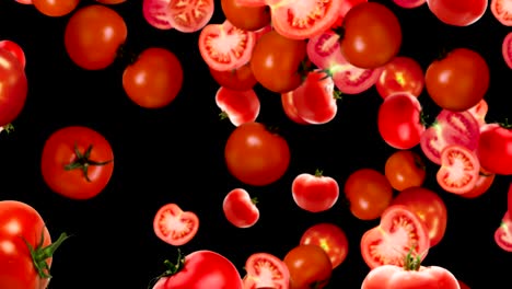 falling tomatoes background, with alpha channel, loop