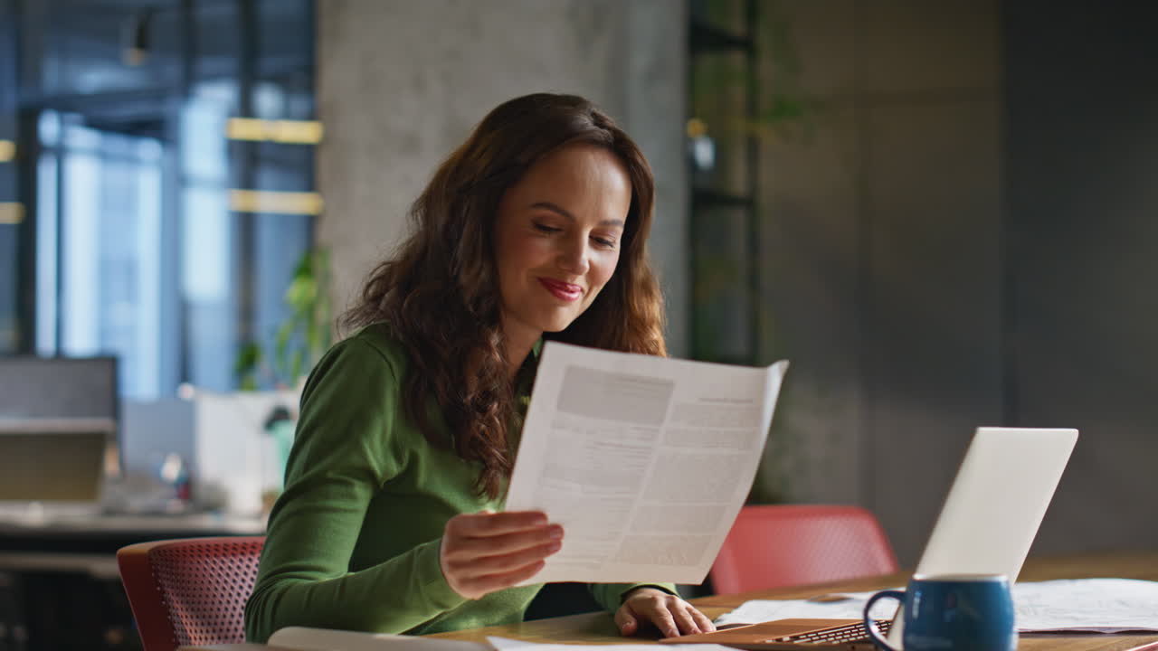 Smiling woman typing laptop keyboard at buro closeup. Business lady working